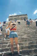 04-21-02 12a CI Darlena climbing up El Castillo .jpg (26683 bytes)